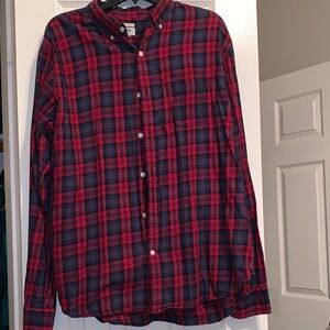 Old Navy Men's Casual Red and Black Checkered Shirt